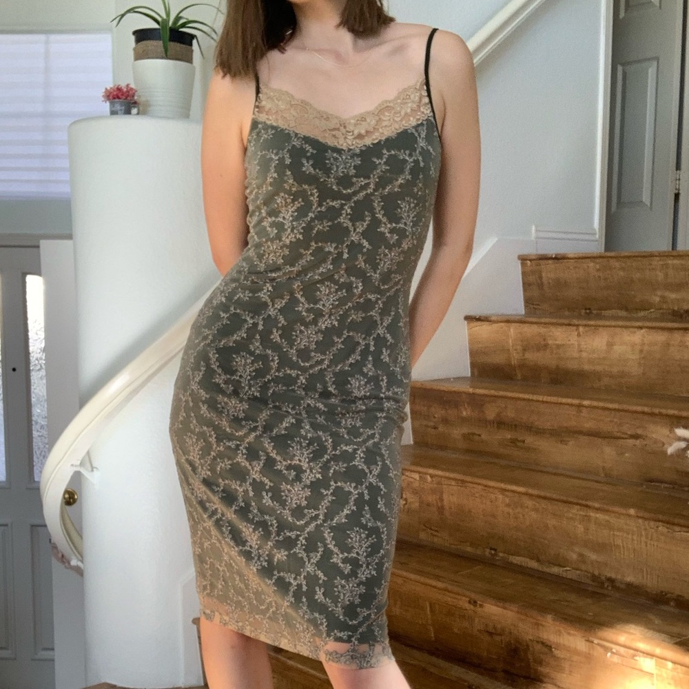 Embroidered floral midi dress.